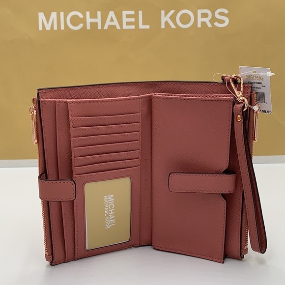 MICHAEL KORS AVRIL SMALL TOP ZIP SATCHEL & LARGE DOUBLE ZIP WRISTLET WALLET - Picture 15 of 16